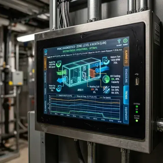 Building automation system control panel Houston commercial HVAC